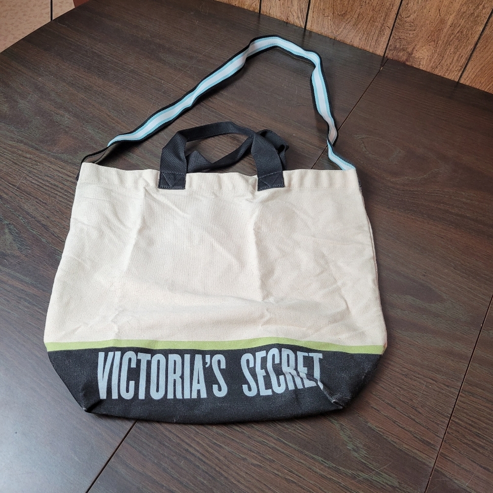 Victoria's Secret Canvas Tote Bag - Black and Cream